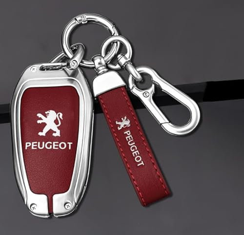 VOLBOZ Coque de Clé de Voiture pour Peugeot 408 308 301 308s 3008 2008 508, Étui de Protection pour Clé de Voiture, Housse pour Clé De Voiture, Porte-ClÉS de Voiture Portable Accessoires,D Red3