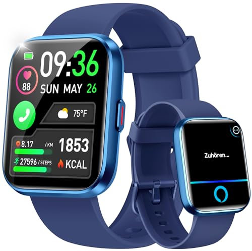 Smartwatch für Damen Herren, 1,8 Zoll Touchscreen Smart Watch mit Bluetooth Anrufe, 110+ Sportuhr für iOS Android,IP68 Wasserdicht Fitnessuhr mit Herzfrequenzmonitor Schlafmonitor Schrittzähler