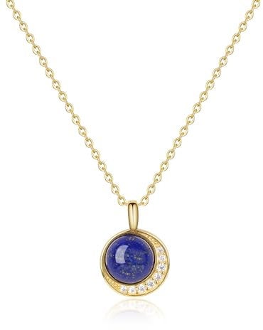 COAI Vergoldetes Sterling Silber und Lapislazuli Damen Halskette mit Halbmond Anhänger