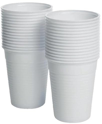 KAV Disposable White Plastic Cups - 7oz Plastic Glasses for Travel, Wedding Party, Picnic, Wine, Juice, Dessert, Cold Drinks, Drinking Water, Coolers, Vending (180 ml) (Pack of 100)