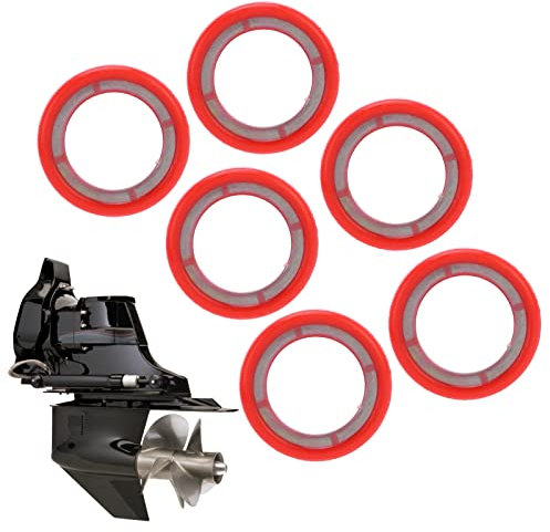 6pcs Rubber Coated Stainless Steel Drain Plug Seal Washer for Mariner Outboard 26-830749, for Gearcase Drain and Oil Vent Screws
