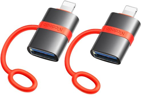 mcdodo Lightning auf USB Adapter iPhone Adapter Stick Kompakter 3.0 OTG Kamera kompatibel mit iPhone i-Pad,Hubs,MIDI Keyboard,Maus,Tastatur,Kamera (Lightning auf USB Adapter-2 Stück)