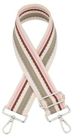 Breite Taschengurt,Verstellbarer Schultergurt,Umhängetaschen Strap,Taschengurte zum Wechseln,Taschengurt,Gestreifter Taschenband,Schulterriemen,Bunter Handtaschen,5 cm Breit,Rosa+Silberschnalle