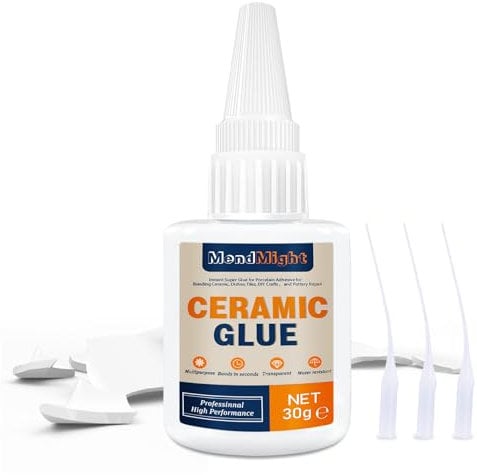 MendMight Ceramic Glue Tile Adhesive, Ceramic Glue Repair for Pottery, Heat Resistant Tile Adhesive for Porcelain, Pottery, Glass, Metal, Plastic, Rubber | DIY Crafts, Home & Workshop Repair