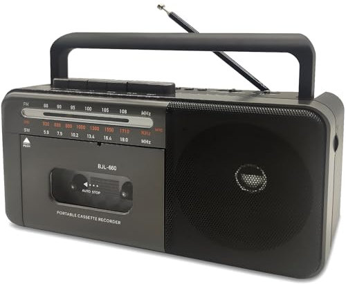 CTDZLED Cassette Player Bluetooth Boombox, Tape Recorder AM/FM/SW Radio Stereo Tape Player/Recorder with Big Speaker and Earphone Jack, USB/TF/MP3 Tape Player AC Powered or Battery Operated