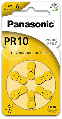 Panasonic PR10 PR230L/PR536 - Pilas para audífonos (30 unidades, 5 x 6), color amarillo