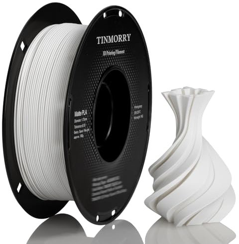 Matte PLA Filament 1.75mm, TINMORRY PLA 3D Druck Filament, Kompatibel mit Bambu Lab FDM 3D Drucker, 1 KG 1 Spule, Weiß