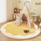 Tospass Kinderzimmer Rund Teppich, Blume Muster, Weicher Kunstwolle, Rutschfest, 200 cm Rund, Cremefarben