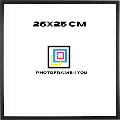 Photoframe4you - Bilderrahmen 25x25 cm - Schwarz Matt - Kunststoff rahmen mit Acrylglas 25x25 cm - Nancy