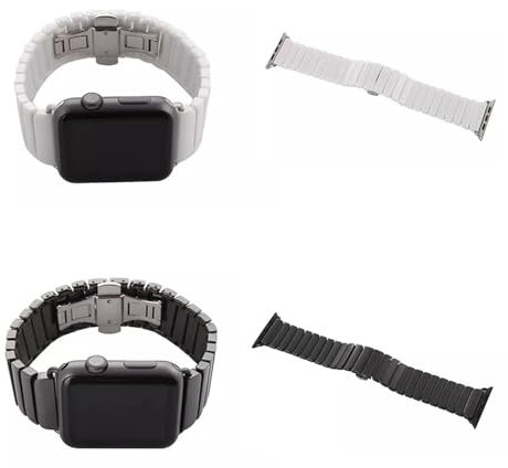 MVGVPLVLTN Link bracelet For apple watch ultra 9 8 7 6 SE 5 4 band Space ceramic strap For iWatch 40 41 44 45mm color white black(White,38mm 40mm 41mm)