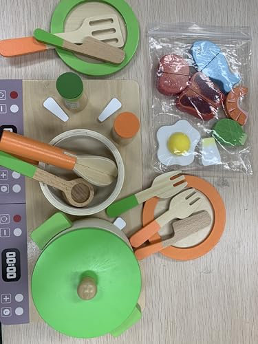 Mardo Accessoire Cuisine Enfant, Bois Pots Casseroles Jouet et Cuisine Enfant Fruits et Légumes à Découper, Chef Jeu de Rôle Éducatifs pour Filles Garçons 3-6 Ans, Cadeau Parfait pour Noël et fête