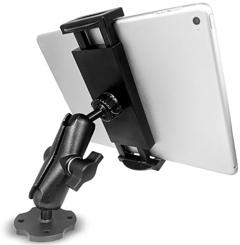 Car Tablet Holder Mount - Heavy Duty Drill Base, 360° Rotation Tablet Holder Stand for Truck Compatible with iPad Samsung Tab 5-13 Tablet and Phone, iPad Stand for Wall Business Vehicle Desktop