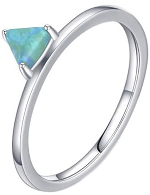 Opal Ring Gold 585, Verlobungsring Damen 14K Weißgold Einfach Mode Elegant Schmuck Größe 47 (15.0)