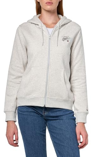 Tommy Jeans Damen Medium Weight Zip Up Hoodie with Printed Logo and Drawstring Kapuzenpullover