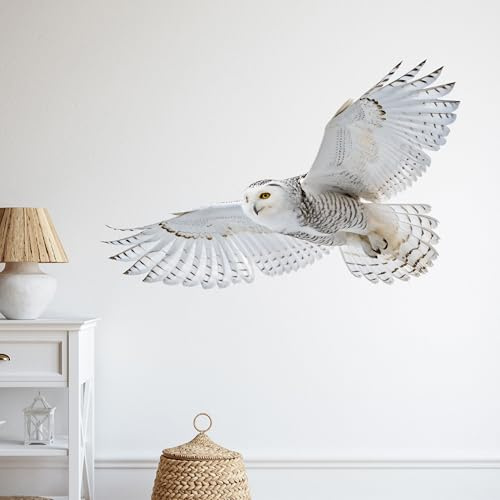 GRAZDesign Eulen Wandtattoo 3D-Schnee-Eule Wandsticker Dekoration für Wohnzimmer & Kinderzimmer - 90x60cm