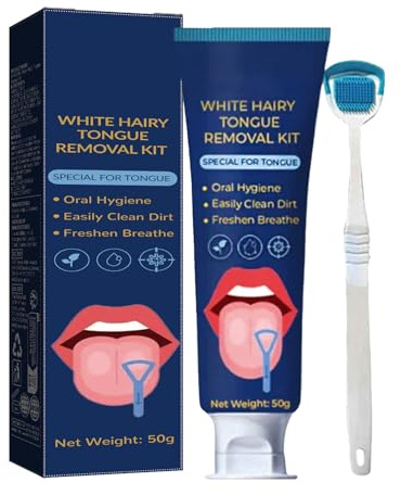 KOAHDE Zungenreiniger Gel mit Zungenbürste,Frischer Atem Mundpflege Kit,Medizinisches Zungengel Set,50G,Brush Tongue Reinigung Mundpflege für Einen Frischen Duft