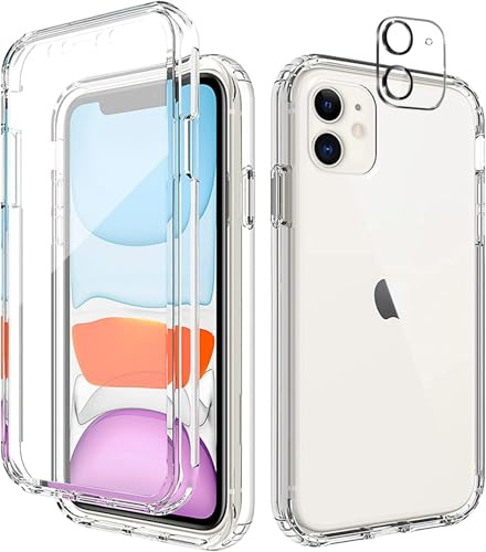 Leedia Handyhülle Kompatibel mit iPhone 11 Hülle 360 Grad Handyhülle mit Eingebautem Displayschutz Stoßfest Schutzhülle Transparent Case für iPhone 11 2019 6,1 Klar