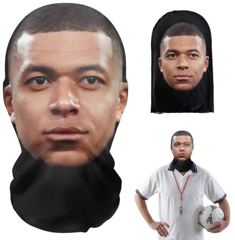 LETSHOLD Realistische 3D-Druck Mbape Vollgesichtsmaske Karneval, Maske Gesicht Verkleidung für Erwachsene Karneval Halloween Cosplay Party (A)