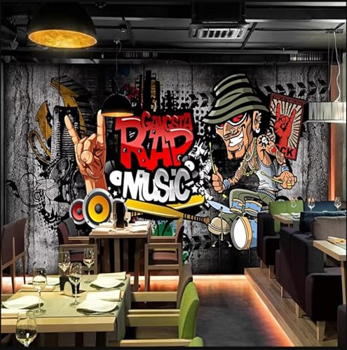 Taxpy Custom Size Mural Wallpaper Hip Hop Rock Music Ktv Background Decor Wallpaper for Wall 3D Fresco-150X105Cm