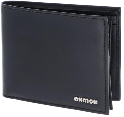 Oxmox Leder Geldbörse Leather RFID Protect Querscheinbörse Pure 2.0 Metal Square Black schwarz