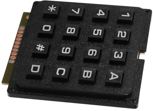 Mikrocontroller Tastaturmodul mit 16 Tasten, Schwarze Kunststoffausführung | Schaltmatrix Array, Taktiles Bedienfeld für Industrieumgebungen, Robust und Zuverlässig