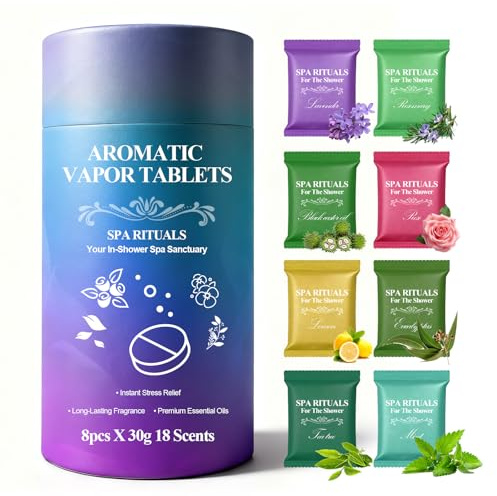 Duschdampfer Aromatherapie, 8 Stück duschbomben geschenkset, 8 Düfte, Badebomben-Set, Shower Steamers Aromatherapie, Weihnachtsgeschenke Frauen,Männer, Geburtstagsgeschenke für Frauen und Mütter