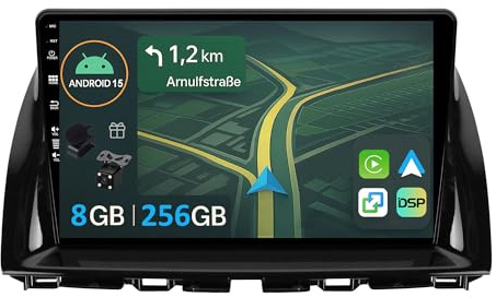 KEC [8G+256G] IPS 10.1 Android 15 Autoradio Für Mazda CX-5 2012-2017 mit navi-mit CarPlay/Android Auto/DSP/Mirror Link/GPS Navi/360 Camera/Bluetooth 5.0/Dual WiFi/USB/Octa Core