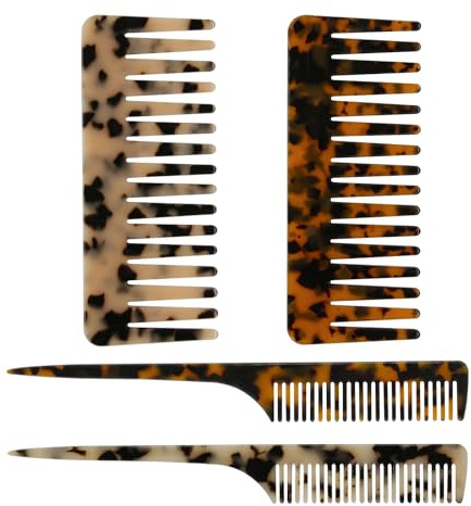4er-Set Haarkämme in Schildpattoptik, Stielkämme für Haarstyling, Haarstyling-Werkzeuge für Frauen, tägliche Must-haves für mehr Volumen am Haaransatz, antistatische Eigenschaften Scheitelkämme
