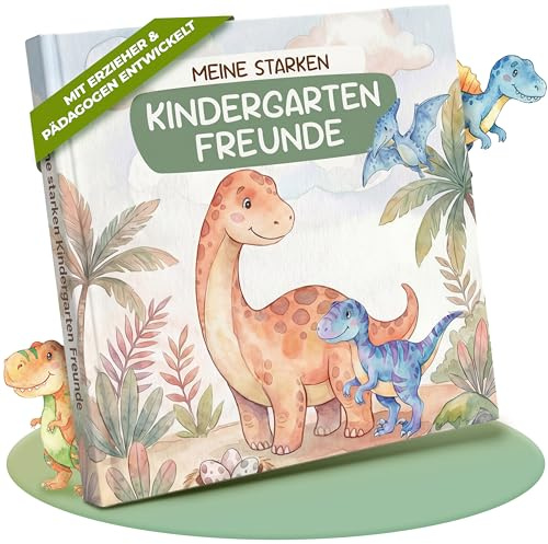 Freundebuch Kindergarten Dinosaurier I Kindergarten Freundebuch Jungs | Kindgerecht mit Kreativseite, Geburtstagsliste & mehr I Liebevoll gestaltetes Kindergartenfreundebuch Jungen