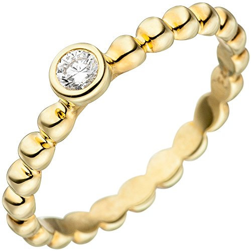 Schmuck Krone Damen-Ring Kugelring weiße Zirkonia Solitär 925 Silber Gelbgold vergoldet, Ringgröße:Innenumfang 50mm ~ Ø15.9mm