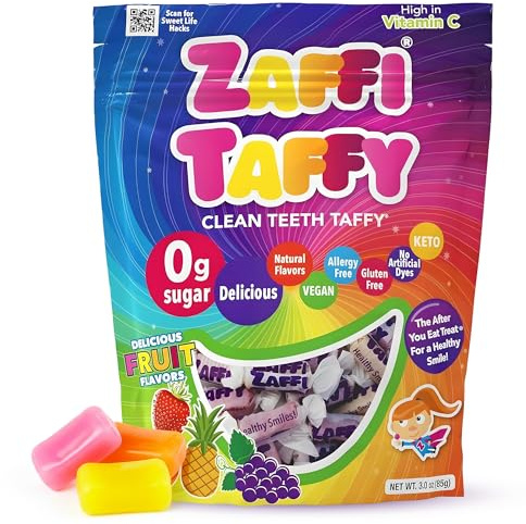 Zollipops Zaffi the Clean teeth Taffy,Natural fruit Variety 3 ounce
