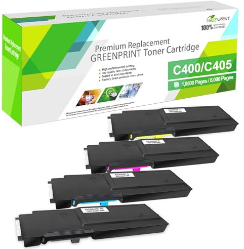 GREENPRINT 4 Farben Kompatible Tonerkartuschen für XEROX VersaLink C400 C400n C400dn C405 C405n C405dn MFP 【Extra hoher Ertrag】 10500 Seiten für Schwarz & 8000 Seiten für C M Y