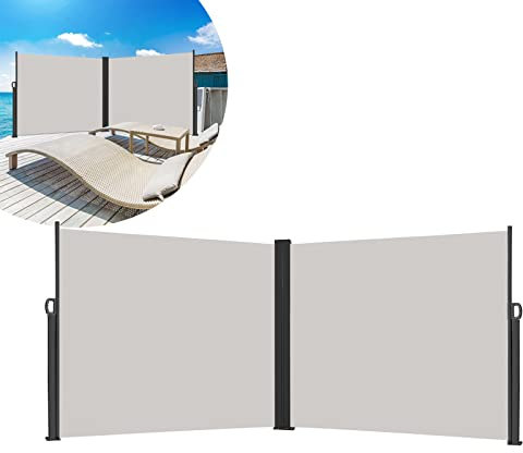 LARS360 Toldo Lateral Retráctil de Alumínio Anti-UV Marquesina Lateral Persiana Lateral, Protección Solar para Jardín, Terraza y Balcón (180x600cm, Gris)