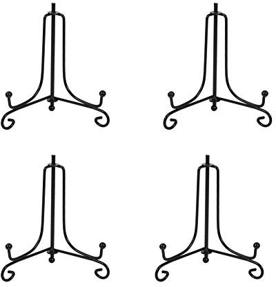 Tincogo 4 Stück Tellerständer Tellerhalter aus Metall - Eisen Staffelei Ständer für Teller, Bilderrahmen, Foto, Kunst - Schwarz - Höhe 5 Zoll (12 cm)