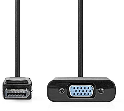 Adaptateur DisplayPort - DisplayPort Mâle - VGA Femelle 15p - 1080p - Plaqué Nickel - 0.20 m - Rond - Noir - Boîte