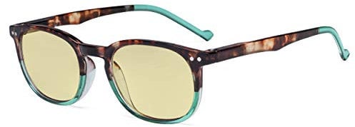 Eyekepper Retro Blue Light Glasses Women Men - Blocking Ray Screen Glare Computer Reading Glasses with Yellow Filter Lens - Tortoise/Green