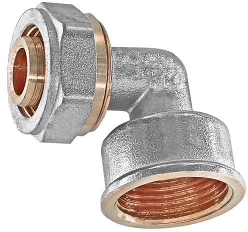 MegaHaustechnik Winkel mit 3/4 Zoll Innengewinde IG Schraubfitting für Mehrschichtverbundrohr 26x3 mm (AußenØ x Wandstärke) aus Messing Verschraubung Trinkwasser geeignet
