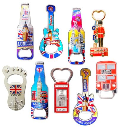 Famous England London Icons Set of 9 Bottle Opener Fridge Magnets