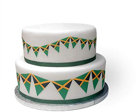 Jamaican Jamaica Caribbean Flag Bunting Edible Icing Sheet Cake Toppers Decorations