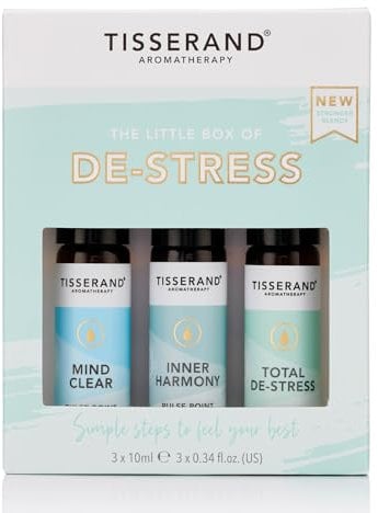 Tisserand Aromatherapy - The Little Box of De-Stress - Mind Clear, Inner Harmony, Total De-Stress - 100% Natural Pure Essential Oils - 3x10ml