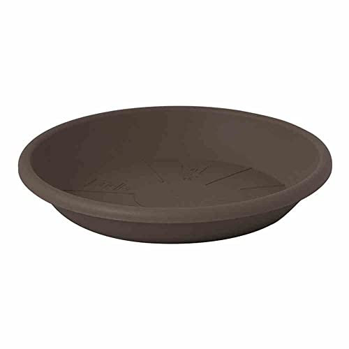EURO3PLAST Guya Blumentopf mit Untersetzer Medea in rund aus recyceltem Kunststoff (30 cm, Anthrazit)