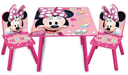 Disney Nixy Kids Minnie Maus Holztisch und 2 Stühle, Set