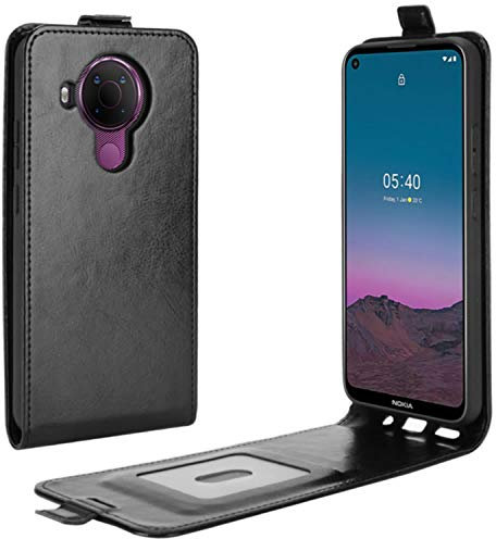 HualuBro Nokia 5.4 Hülle, Premium PU Leder Brieftasche Schutzhülle HandyHülle [Magnetic Closure] Handytasche Flip Case Cover für Nokia 5.4 Tasche (Schwarz)