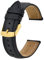 BISONSTRAP Vintage Uhrenarmbänder mit Gold Schnalle, Leder Ersatzband 14mm (Schwarz)
