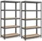 SONGMICS Schwerlastregal, 2er Set, Kellerregal, Lagerregal, 40 x 90 x 180 cm, Regal mit Stahlgestell, jeweils bis 875 kg belastbar, 5 verstellbare Ablagen, grau GLR040G02