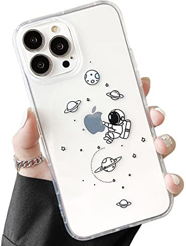 ZTOFERA Compatible with iPhone 13 Pro Max Case, Silicone Protective Bumper Case Planet Star Space Pattern Girls Boys Slim Shockproof Clear Phone Case Cover for iPhone 13 Pro Max, Astronaut Hug
