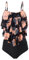 FLYILY Femmes Deux Pièces Taille Haute Maillots De Bain Tankini Ensembles À Volants Ruché Costume De Natation(2-BlackFlower,L)