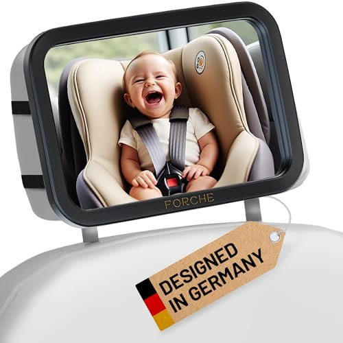 FORCHE® Rücksitzspiegel für Babys aus bruchsicherem Material, Babyspiegel für Kindersitz und Reboarder Babyschale, 360° schwenkbar, Kinder Autospiegel in optimaler Größe, Spiegel ready to use