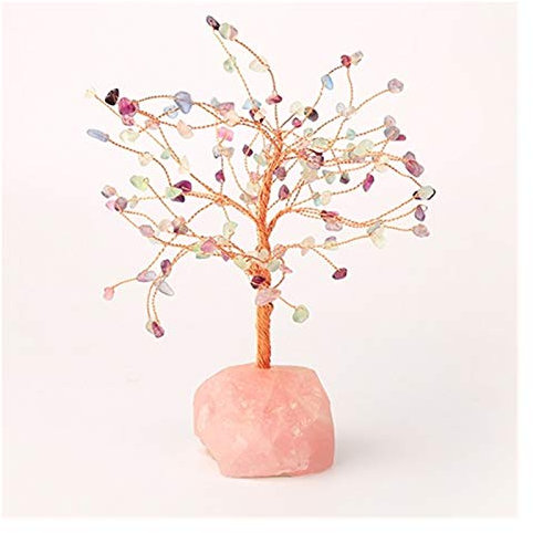 xuejuanshop Dekoartikel Natürliche Kristall Fluorsspar Kiesbaum Kupferdraht Wickelung Home Mineral Edelstein Home Decoracion Spirituelles Geld Baum Geschenk Kunstblumen & -Pflanzen