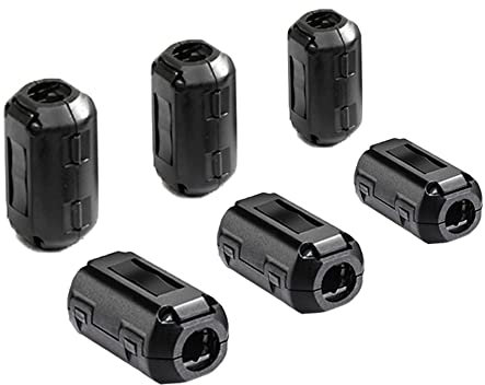 Aiqeer 6 Stück Ferrite Ring Cores Set, Ferrit Ringkern Cable-Clip, RFI EMI Entstörfilter Ferritfilter, Klappferrit Ferritkern (5 mm, 7 mm, 9 mm Innendurchmesser)